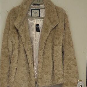 Abercrombie and Fitch Women's Faux Fur Jacket with front Snaps